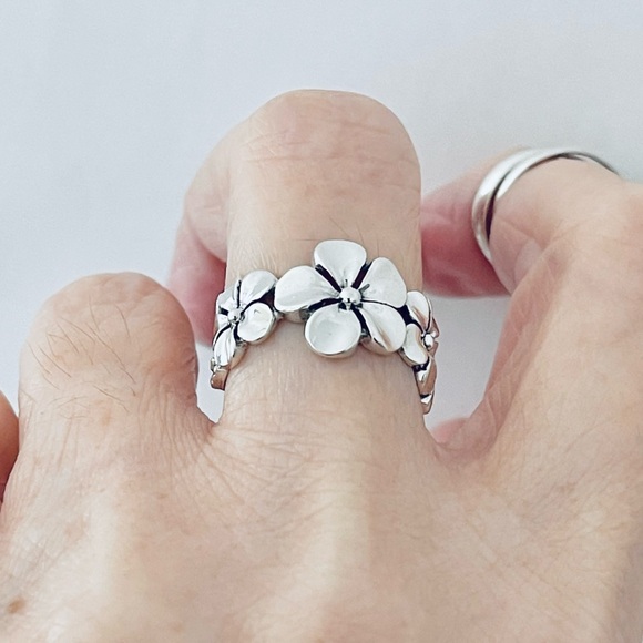 🌺TOP SELLER 🌺Silver 3 Plumeria Flower Ring with Leaves, Hawaii Jewelry Rings - Picture 16 of 16